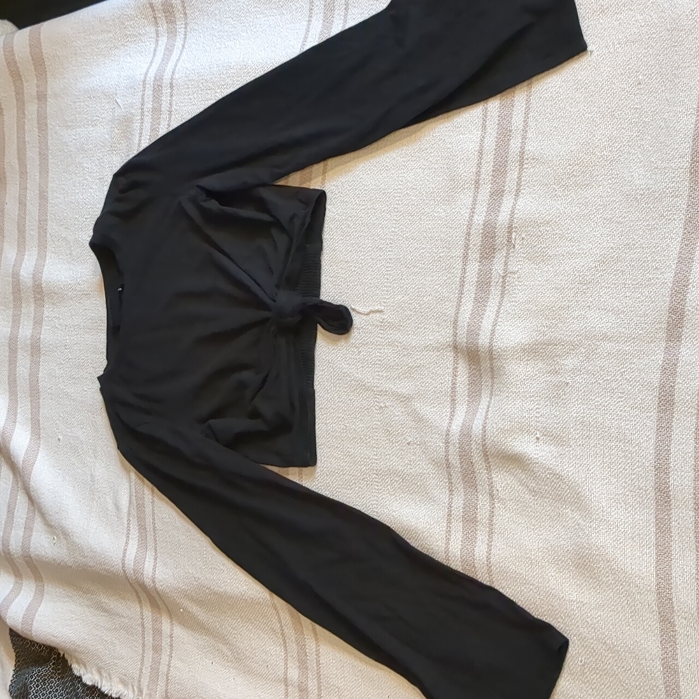 2/$12 Out from under | black bell sleeve crop top